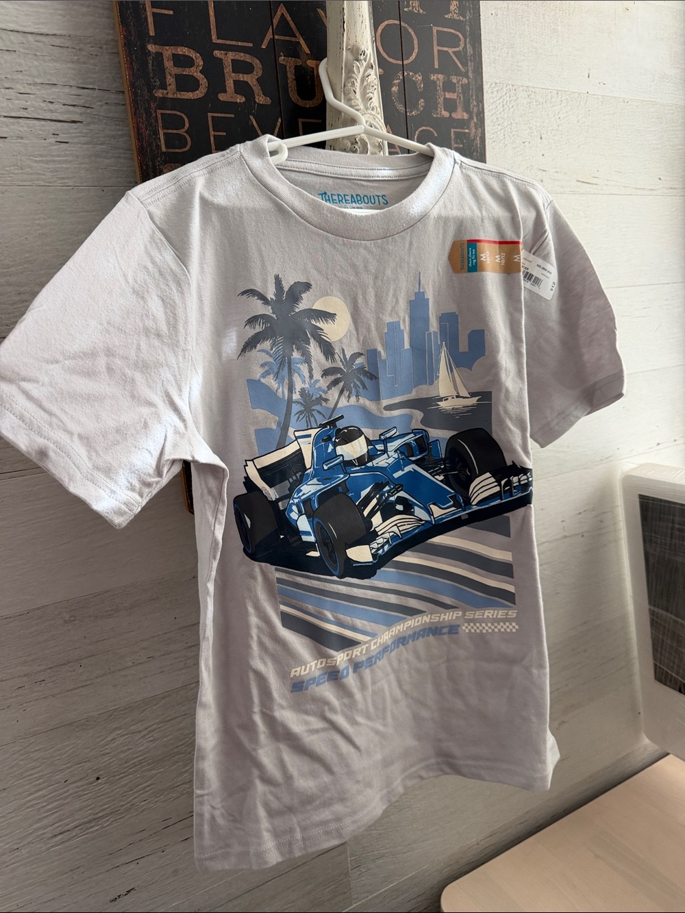 Thereabouts Boys' White Short-Sleeve Racing Graphic Tee